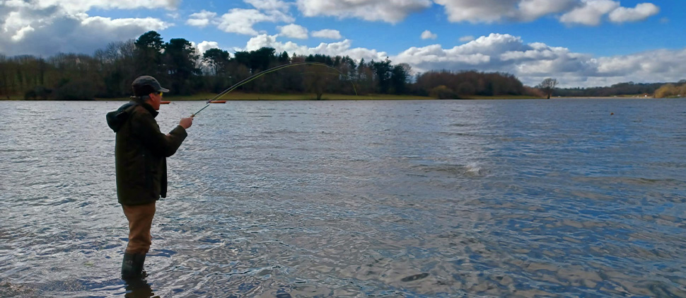 Man fishing in the water