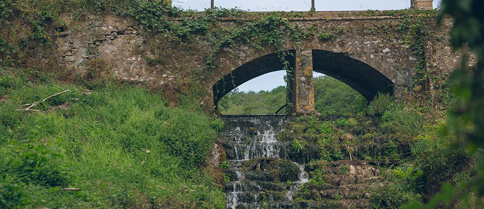 Otterhead Bridge with a Waterfall Below