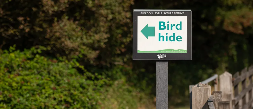 Bird Hide signage at Bleadon Levels