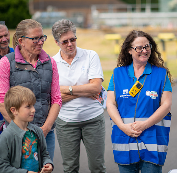 Customers attending an Around the Bend tour with a Wessex Water employee