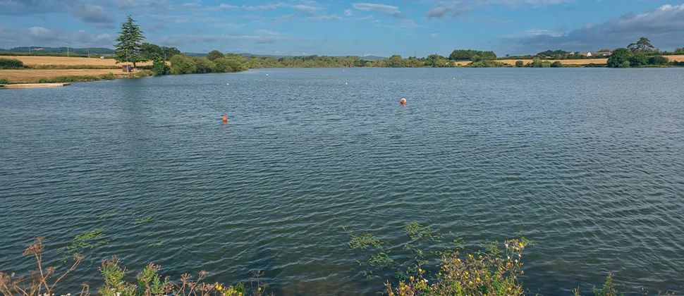 Durleigh Reservoir Lake with Blue Skies