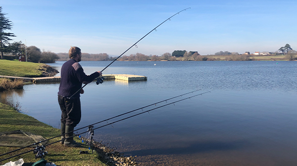 Man fishing at Durleigh Reservoir